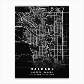 Calgary Alberta Canada Black Map Canvas Print