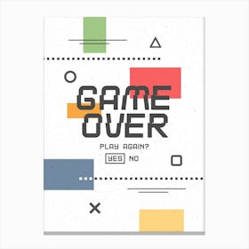 Game Over - White Gaming Canvas Print