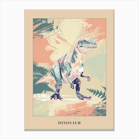 Muted Pastel Dinosaur Illustration Poster Canvas Print