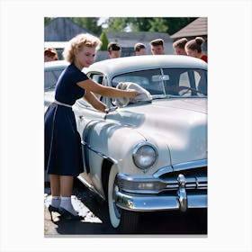 50's Era Community Car Wash Reimagined - Hall-O-Gram Creations 25 Canvas Print