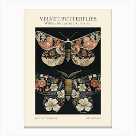 Velvet Butterflies Collection Night Butterflies William Morris Style 3 Canvas Print