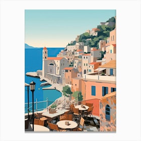 Amalfi Coast, Italy, Graphic Illustration 3 Canvas Print