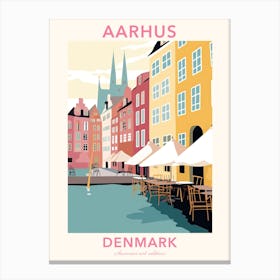 Aarhus, Denmark, Flat Pastels Tones Illustration 1 Poster Canvas Print