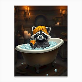 Raccoon In The Bath Canvas Print