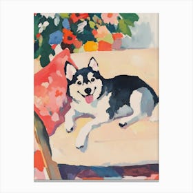 Alaskan Klee Kai Dog Gouache Painting Canvas Print