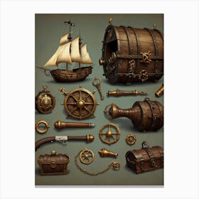 Pirate Ship Set Canvas Print