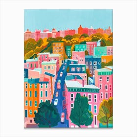 Riverdale New York Colourful Silkscreen Illustration 3 Canvas Print