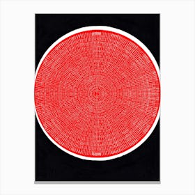 Red Circle, Typography Line Art Name of Lord Ram Repeat Chanting in Black Paper Canvas Print