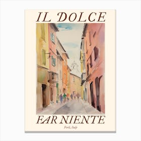 Il Dolce Far Niente Forli, Italy Watercolour Streets 2 Poster Canvas Print