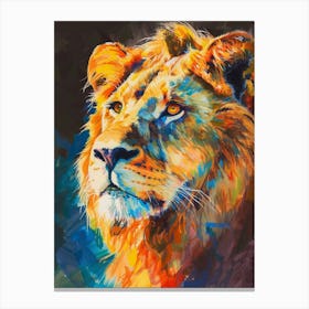 Asiatic Lion Portrait Close Up Fauvist Painting 3 Canvas Print