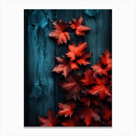 Autumn Leaves On Wood Canvas Print