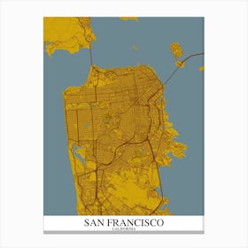 San Francisco California Yellow Blue Canvas Print