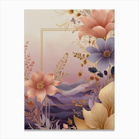 Floral Background With Gold Frame Canvas Print