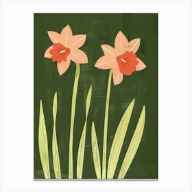 Pink & Green Daffodil 3 Canvas Print