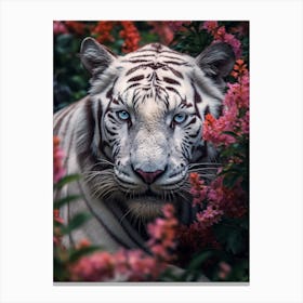 Floral white tiger Canvas Print