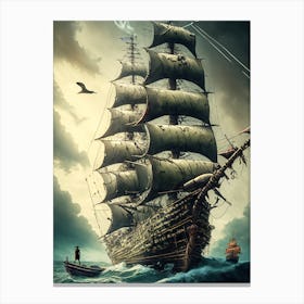 Pirate Ship In The Ocean Canvas Print