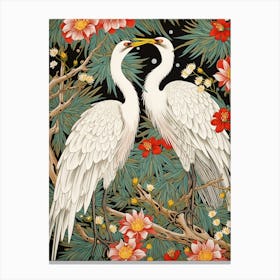 Lily And Cranes 3 Vintage Japanese Botanical Canvas Print