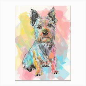 Norwich Terrier Dog Watercolour Line Drawing Canvas Print