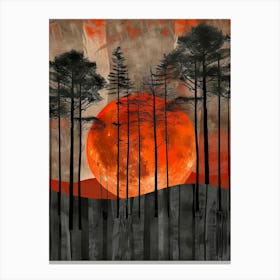 Red Moon In The Forest 1 Canvas Print