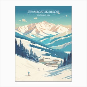 Poster Of Steamboat Ski Resort   Colorado, Usa, Ski Resort Illustration 3 Canvas Print