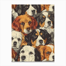 Perfectly Repeatable Artwork With Cute Dog Faces 33 Canvas Print