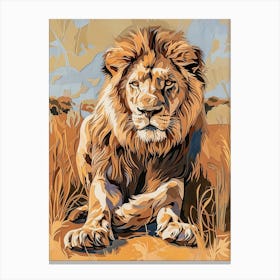 African Lion Relief Illustration Symbolism 3 Canvas Print