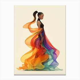 Woman In Rainbow Dress Canvas Print