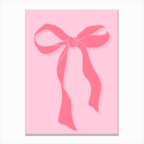 Pink Bow On Pink Background Canvas Print