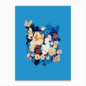 Flowers On A Blue Background "Floral Symphony " Canvas Print
