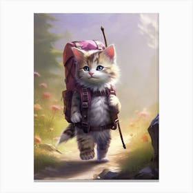 Cute Kitten Hiking Canvas Print