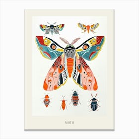 Colourful Insect Illustration Moth 20 Poster Canvas Print