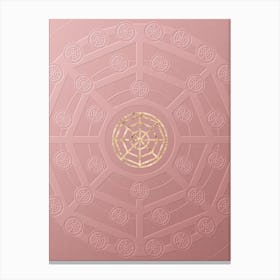 Geometric Gold Glyph Abstract on Circle Array in Pink Embossed Paper n.0037 Canvas Print