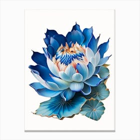 Blue Lotus Decoupage 4 Canvas Print