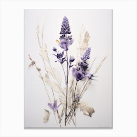 Pressed Flower Botanical Art Lavender Canvas Print