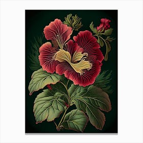 Hibiscus 2 Floral Botanical Vintage Poster Flower Canvas Print
