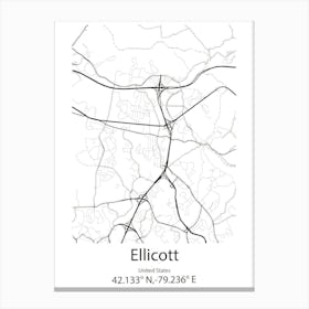 Ellicott City,United States Minimalist Map 1 Canvas Print