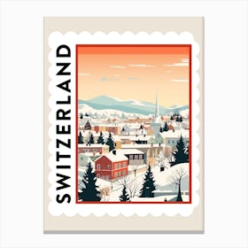 Retro Winter Stamp Poster Geneva Switzerland Canvas Print