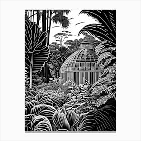 Phipps Conservatory And Botanical Gardens,1,  Usa Linocut Black And White Vintage Canvas Print