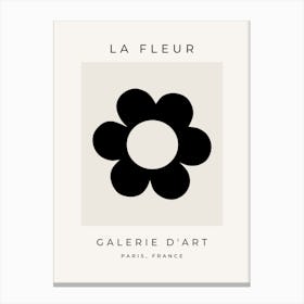 La Fleur | 03 - Retro Flower Black And White Floral Canvas Print
