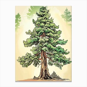 Cedar Tree Storybook Illustration 1 Canvas Print