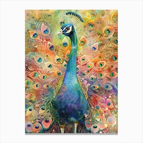 Peacock Colourful Watercolour 2 Canvas Print