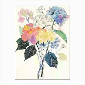 Hydrangea 3 Collage Flower Bouquet Canvas Print