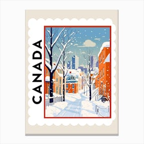 Retro Winter Stamp Poster Montreal Canada 1 Canvas Print