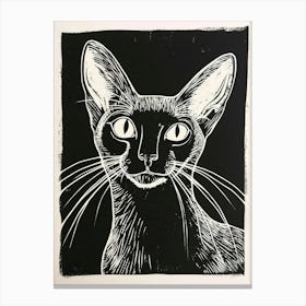 Abyssinian Cat Linocut Blockprint 2 Canvas Print