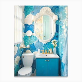 Blue And White Bathroom Canvas Print