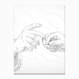 Line Art Inspired By The Creation Of Adam 4 Canvas Print