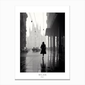 Poster Of Milan, Italy, Black And White Analogue Photography 2 Canvas Print