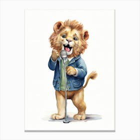 Singing Watercolour Lion Art Painting 3 Canvas Print