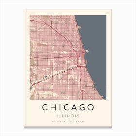 Chicago Map Print - Velazquez style Canvas Print