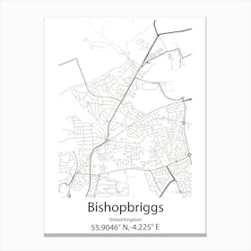 Bishopbriggs,United Kingdom Minimalist Map Canvas Print